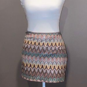 HUGO BOSS Multi-Color Chevron Sequin Mini Skirt